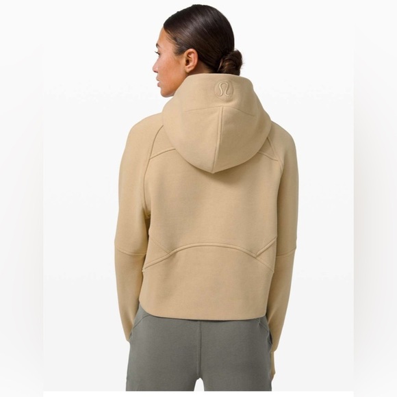 Lululemon Scuba Oversized 1/2 Zip Hoodie Sweatshirt Cropped Trench Tan - Picture 2 of 11